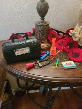 Vintage 1960's Black Transogram Ben Casey's Doctor Bag With Some Accessories